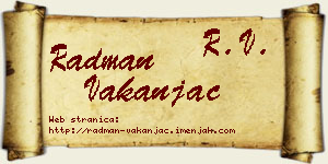 Radman Vakanjac vizit kartica
